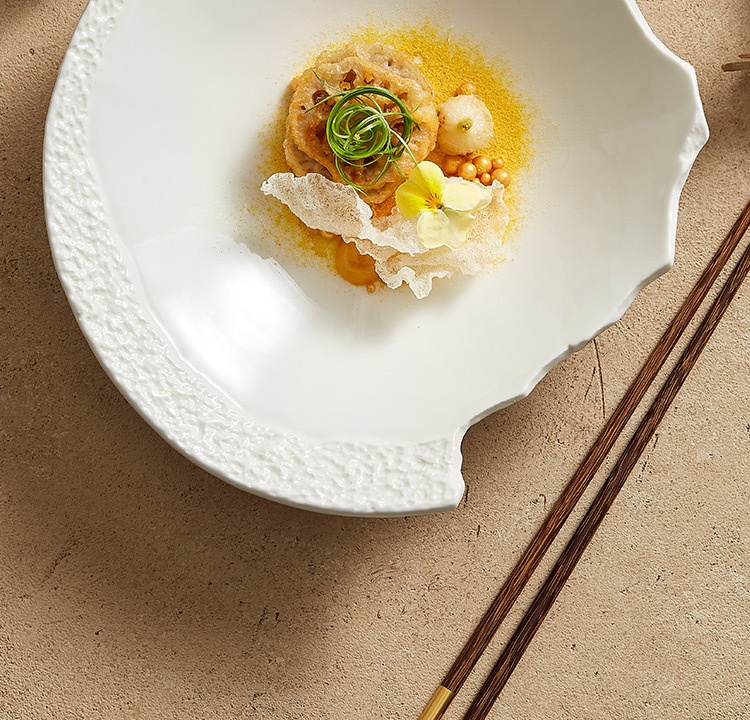White Aesthetic Dish Presentation Plate | Artistic Ceramic Serveware thumbnail 7