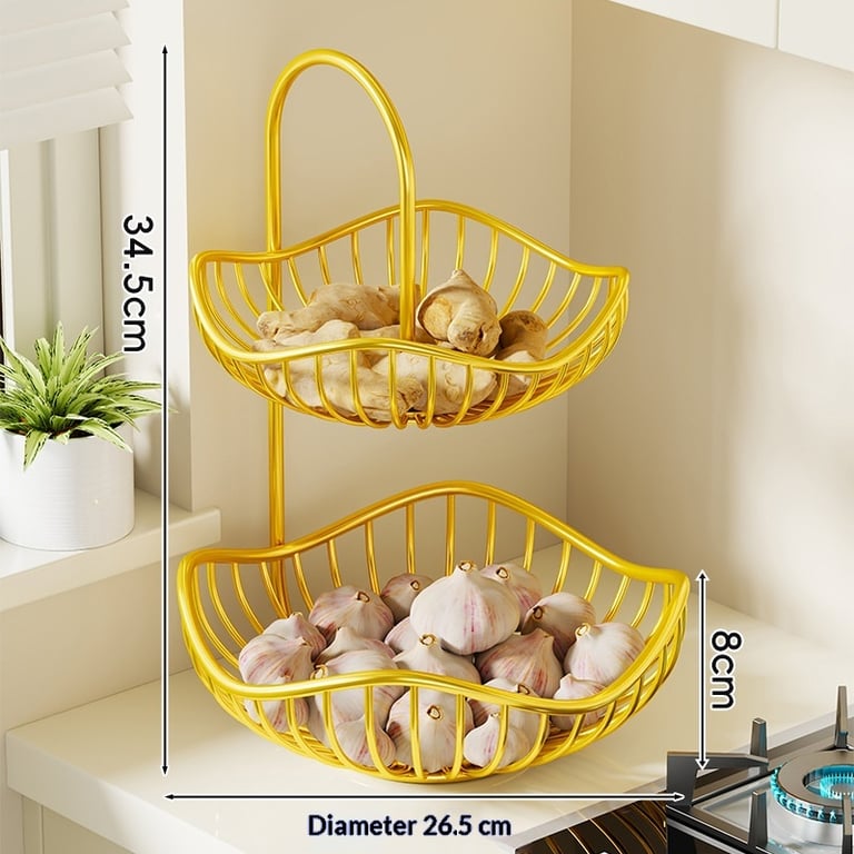 Kitchen Onion Ginger Garlic Basket Double-Layer Fruit Storage Rack thumbnail 15