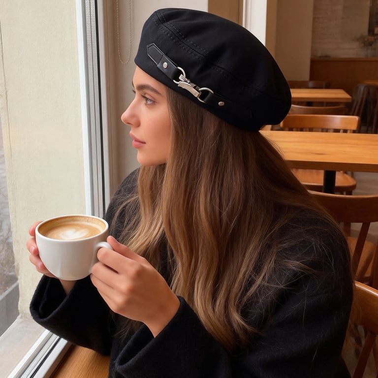Black Leather Beret Cap | Japanese Style Baseball Hat Canada thumbnail 8