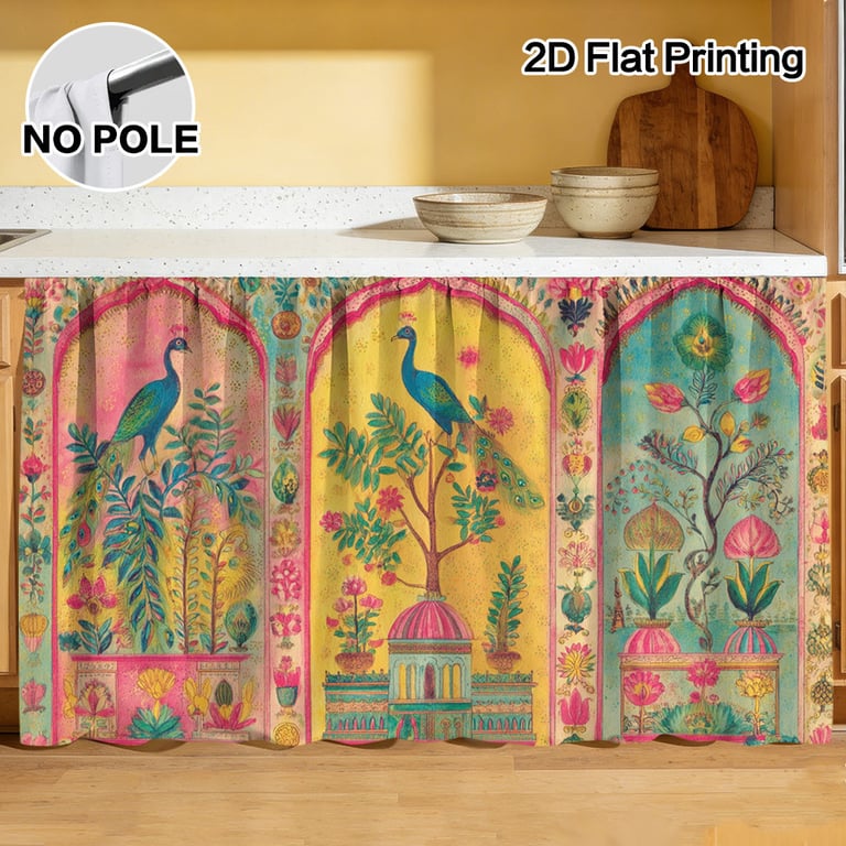 Autumn Thanksgiving Halloween Kitchen Storage Rack Decorative Curtain With Rod thumbnail 12