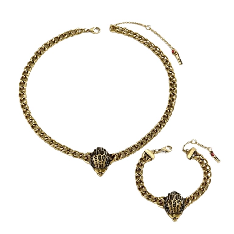 Vintage Antique Eagle Head Necklace Bracelet Set | Women's Home & Kitchen Jewelry thumbnail 2