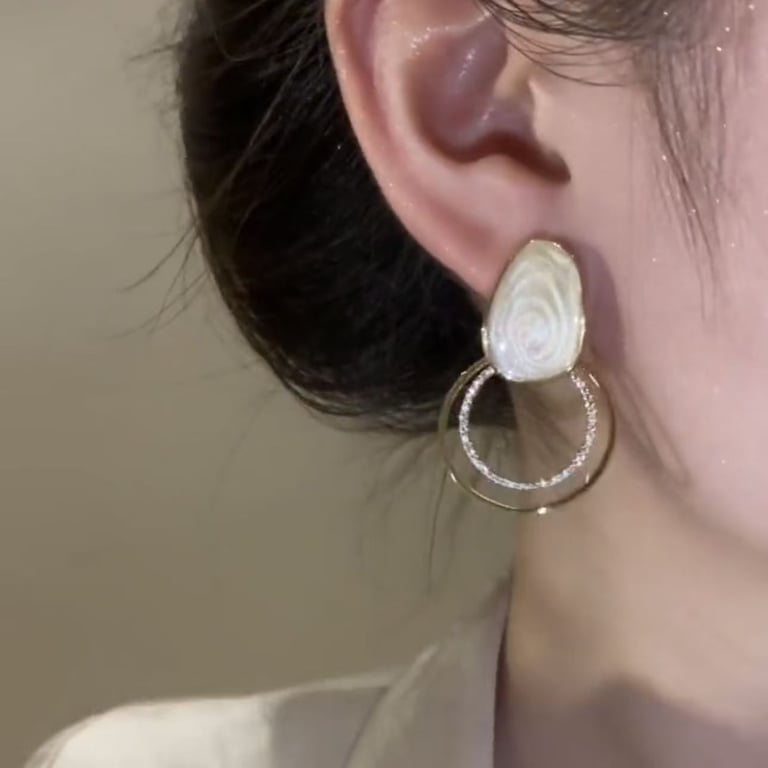 Sparkly Zircon Geometric Loop Drop Earrings | Square Face Flattering thumbnail 1