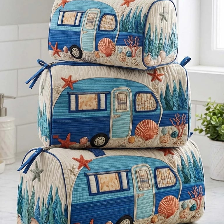 Printed Storage Makeup Three-Piece Set | Quilted Nesting Bags thumbnail 2