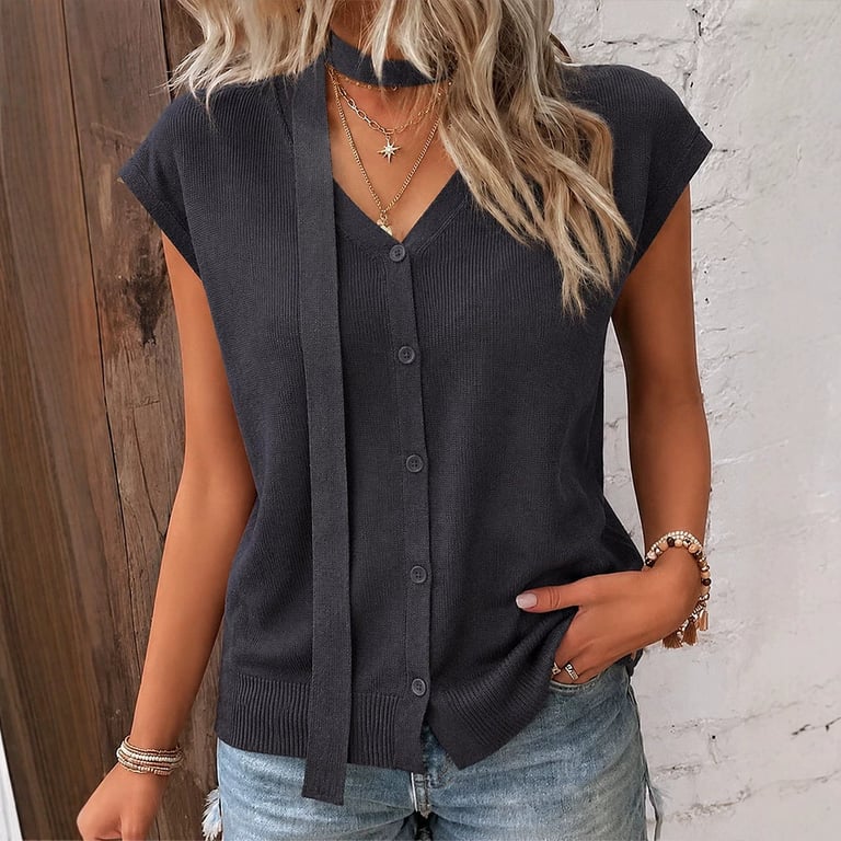 V-Neck Ribbed Ice-Silk Knit Cardigan for Women | Lightweight Breathable thumbnail 5