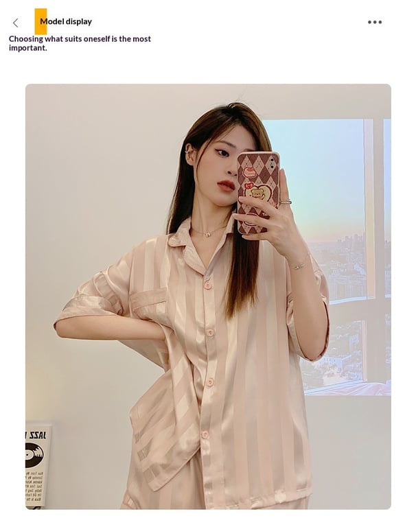 Women's Summer Ice Silk Pajama Set 3-Piece Short-Sleeve | Captain Fam thumbnail 9