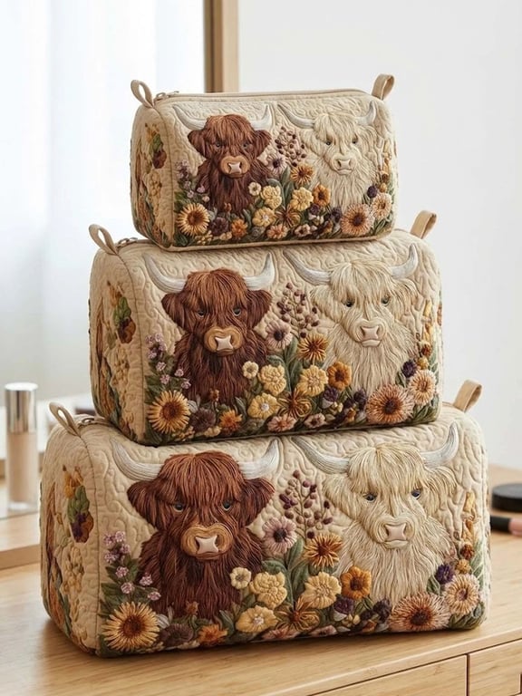 Printed Storage Makeup Three-Piece Set | Quilted Nesting Bags thumbnail 6