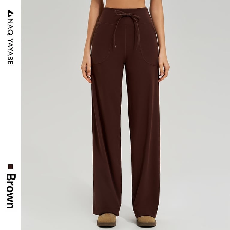 High-Waisted Wide-Leg Workout Pants | Elastic Fitness Wear Canada thumbnail 4