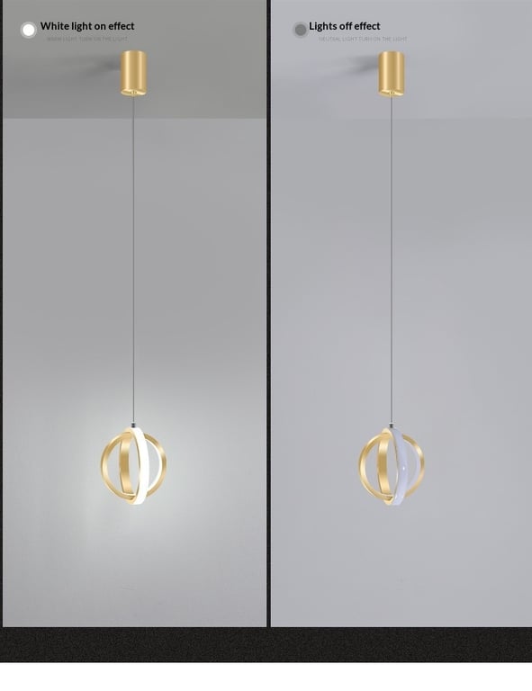 LED Bedside Mini Pendant Lamp | Ring-Shaped Aluminum Bedroom Light thumbnail 8