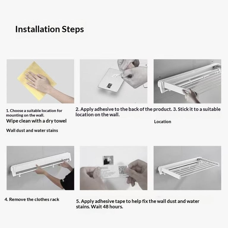 Wall-Mounted Folding Clothes Drying Rack | Space-Saving Design thumbnail 18