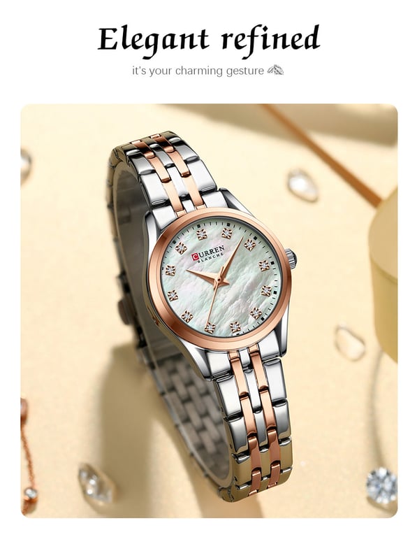 Rhinestone Ultra-Thin Women's Watch | Mother-of-Pearl Stainless Steel thumbnail 9
