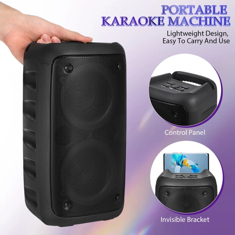 Portable Bluetooth Speaker Sub Woofer Heavy Bass Sound System Party & Mic thumbnail 3