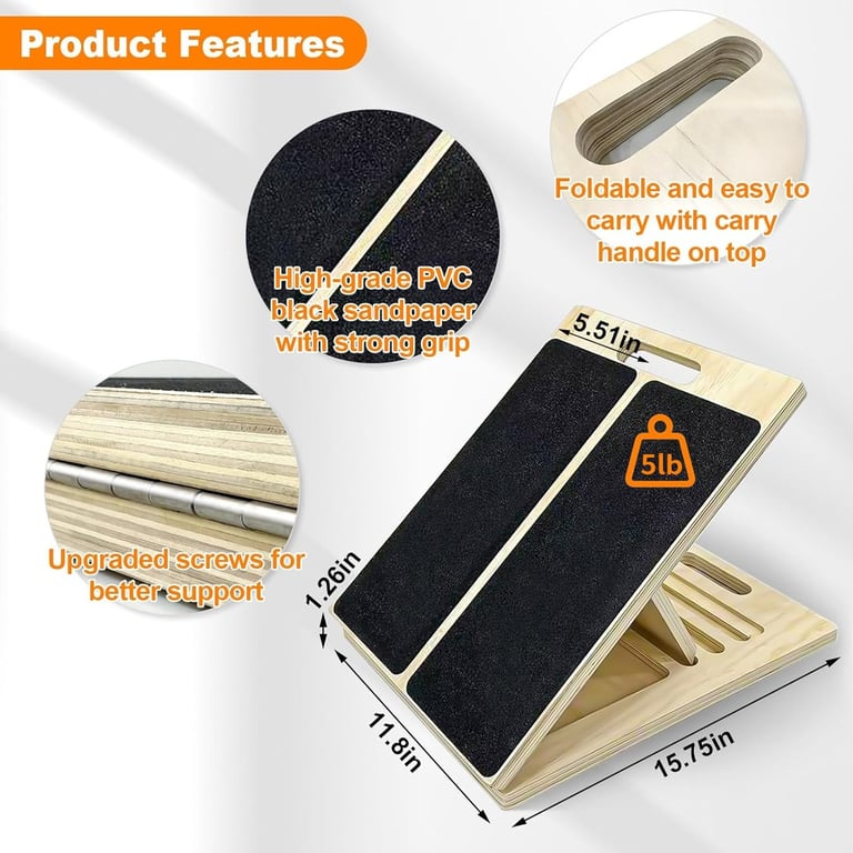 Wooden Slant Board Calf Stretcher | Foldable Incline Board for Yoga thumbnail 4