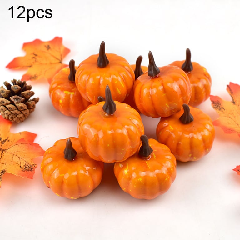 12Pcs Artificial Pumpkins Small Simulation Vegetable Decorating Thanksgiving Day Wreath Decorative Accessories 5.2cm H 4.2cm Dia thumbnail 7