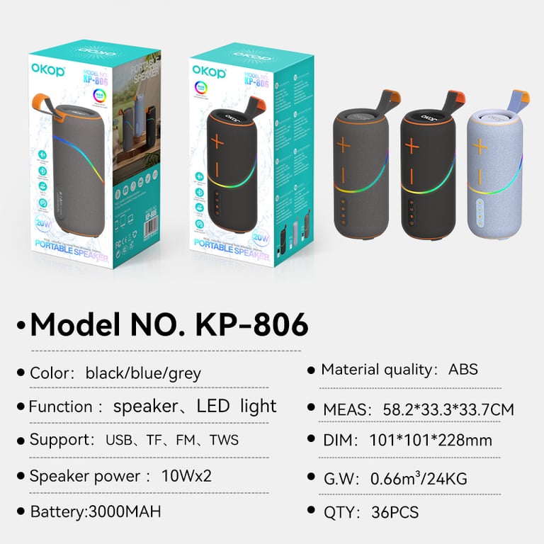 KP-806 Portable Handheld Bluetooth Speaker Outdoor Use Extra-Long Battery Life Cross Border Best Seller Compact Desktop Speaker With RGB Ambient Lighting thumbnail 7
