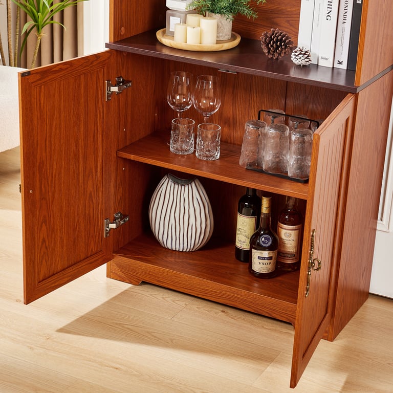 70.86in Tall Storage Cabinet 5-Tier Cube Display with Barn Doors | Home & Kitchen thumbnail 7