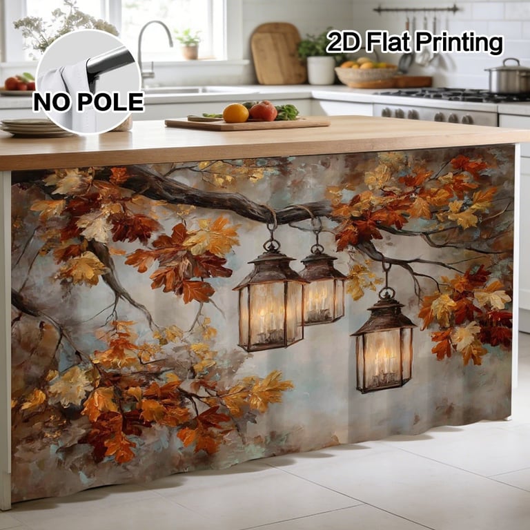 Autumn Thanksgiving Halloween Kitchen Storage Rack Decorative Curtain With Rod thumbnail 14