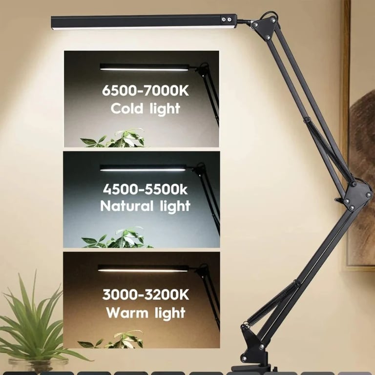 Double-Head Led Desk Lamp Swing Arm Clamp Folding Dimmable Adjustable Brightness thumbnail 6