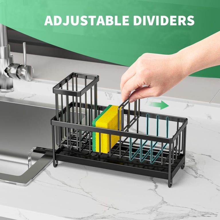 Kitchen Sink Caddy Rack Sponge Holder | Soap Dish Drain Storage thumbnail 10