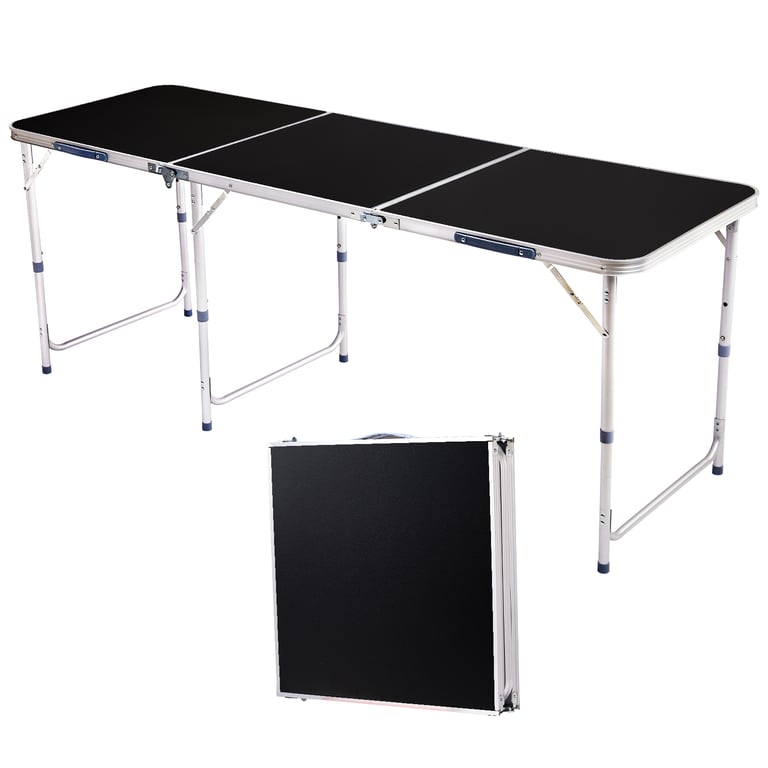 6ft Aluminum Folding Table | Adjustable Height Portable Camping Picnic Desk