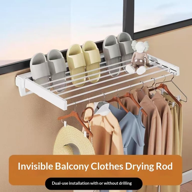 Wall-Mounted Folding Clothes Drying Rack | Space-Saving Design thumbnail 11