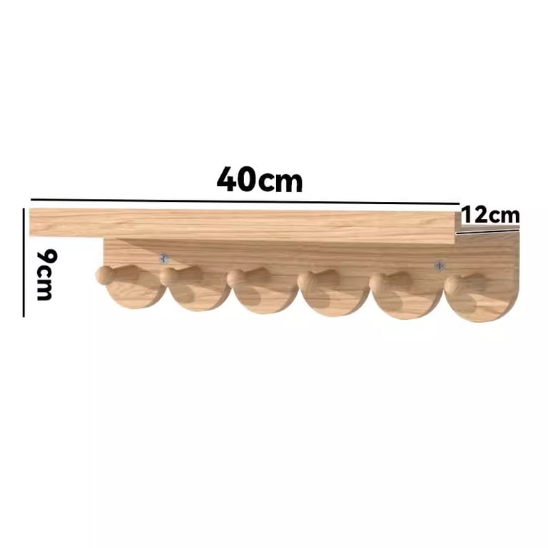 Wall-Mounted Shelf Solid Wood Coat Rack | Modern Home Storage thumbnail 9
