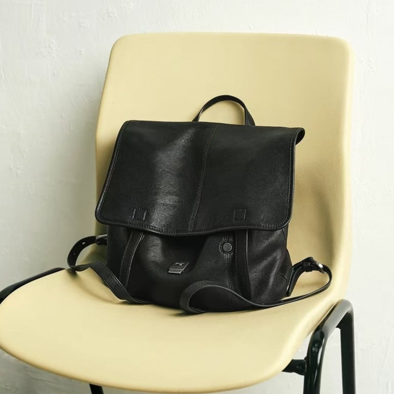 Vegetable-Tanned Leather Messenger Backpack | Convertible Design thumbnail 6