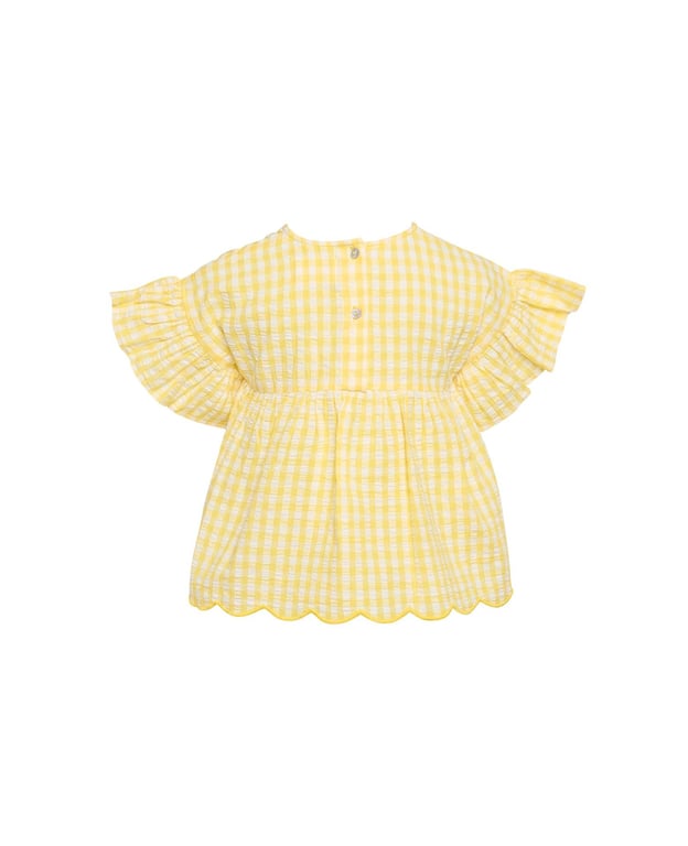 Yellow Plaid Ruffle-Sleeve Kids Set | Nordic Summer Outfit Girls thumbnail 10
