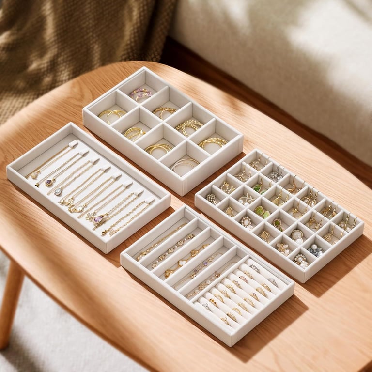 Drawer Tray Jewelry Box Earring Necklace Storage Velvet | Home & Kitchen thumbnail 6