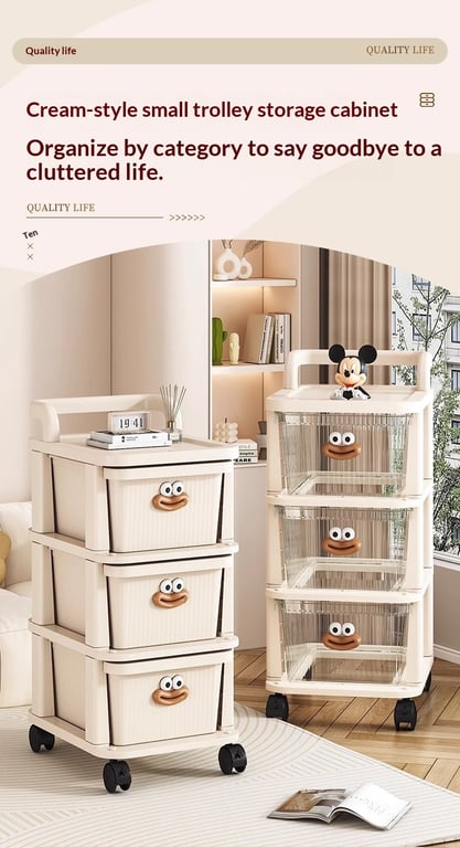 Small Cart Storage Rack for Home & Kitchen | 4-5 Layer Movable Drawer Cabinet thumbnail 17