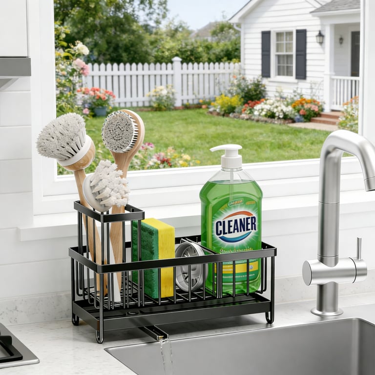 Kitchen Sink Caddy Rack Sponge Holder | Soap Dish Drain Storage thumbnail 7