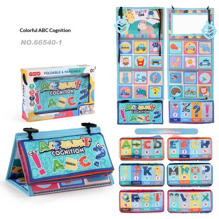 Foldable Funny Mirror Desk Calendar Baby Cloth Book | Sensory Tummy Time thumbnail 6