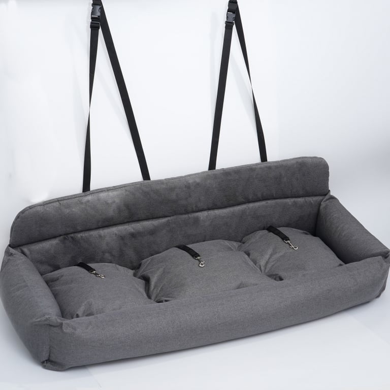 Rear-Seat Pet Bed for Cars | Dog Leash-Ready Safety Harness Clips thumbnail 1