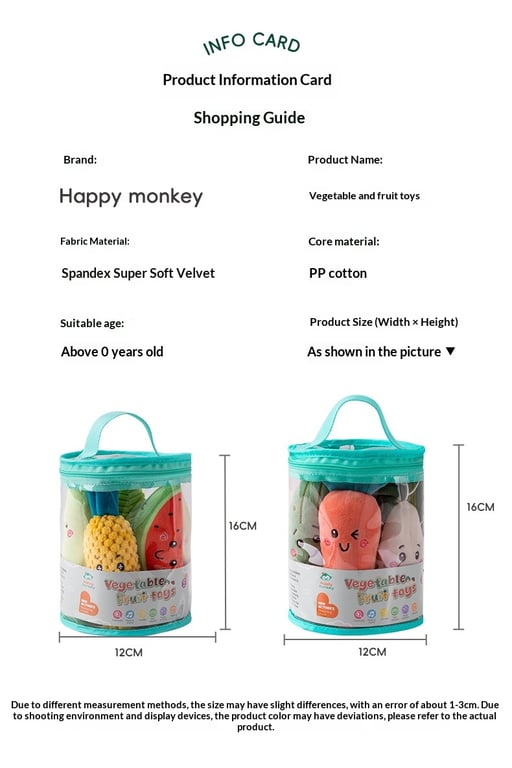 Cartoon Vegetable Fruit Baby Rattle Set | Soft Plush Grasping Toys thumbnail 16