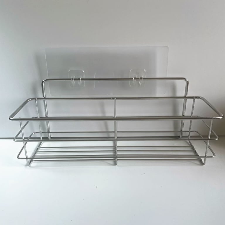 No-Drill Bathroom Shelf Cosmetic Organizer | Adhesive Wall Mount thumbnail 3