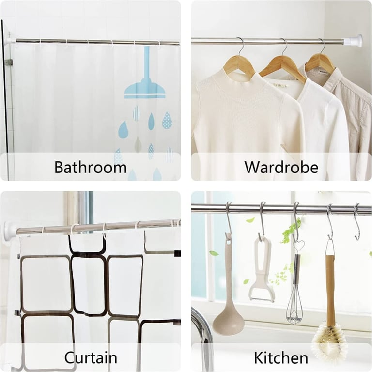 Heavy Duty Telescopic Shower Curtain Pole | No-Drill Spring Tension Rod thumbnail 10