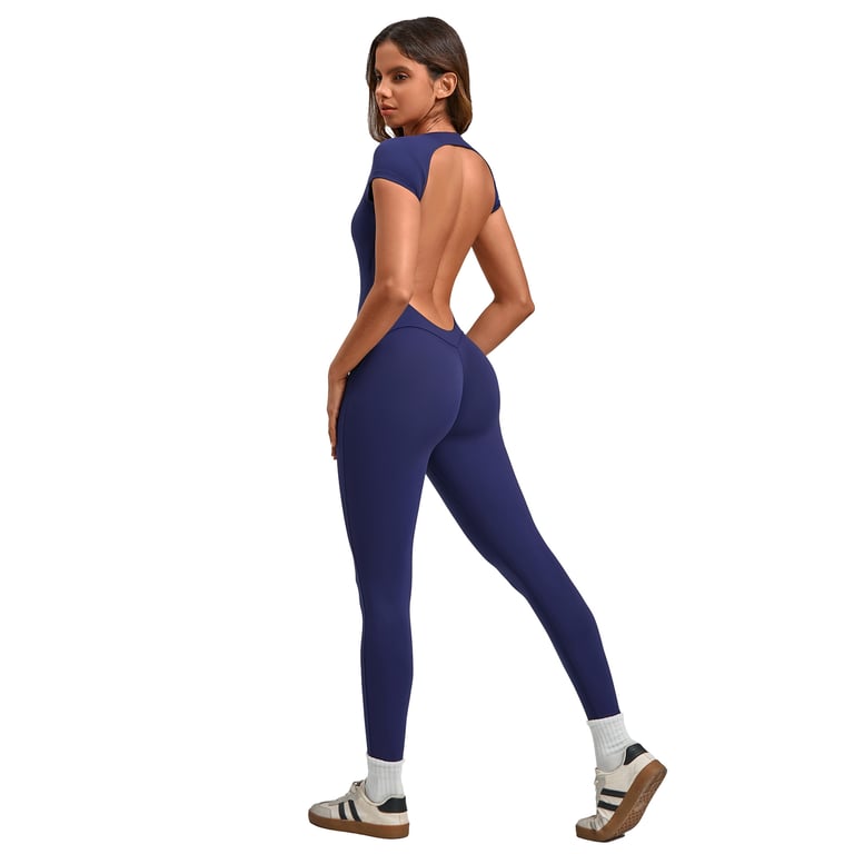 Women's Fashion Solid Color Quick-Drying Yoga Bodysuit | Open Back thumbnail 4