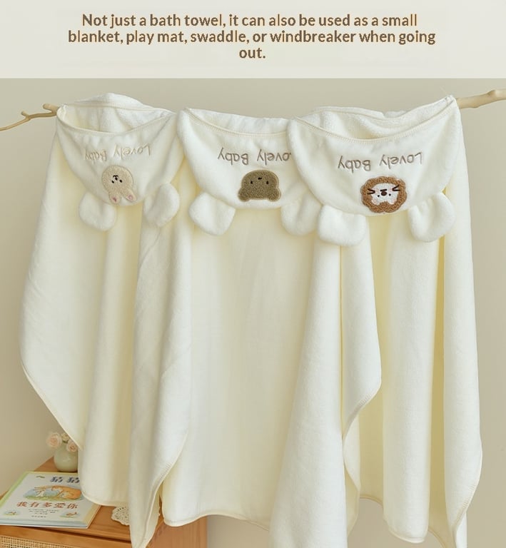 Baby Coral Fleece Hooded Cape Bath Towel | Absorbent & Quick-Drying thumbnail 17