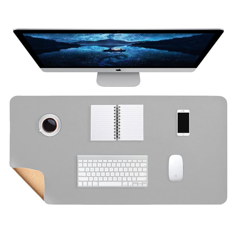 Leather Mouse Pad Waterproof | Extended Desk Mat with Cork Backing thumbnail 2