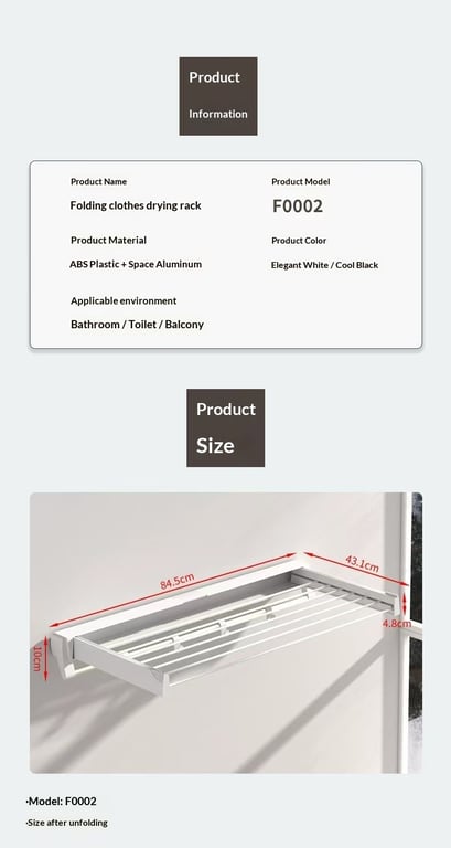 Wall-Mounted Folding Clothes Drying Rack | Space-Saving Design thumbnail 10