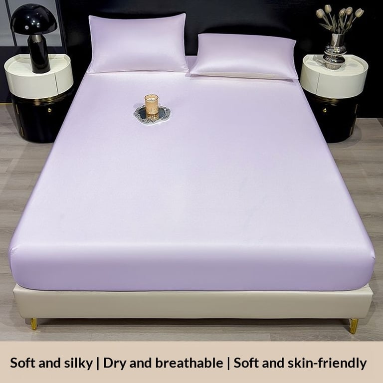 Summer Solid-Color Ice Silk Fitted Sheet | Cooling Bedding Canada thumbnail 8