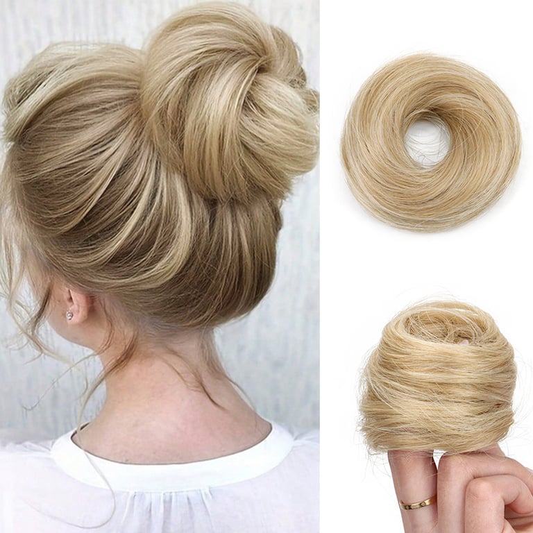 Rubber Band Straight Hair Tie for Women | Instant Volume Bun Extension thumbnail 5
