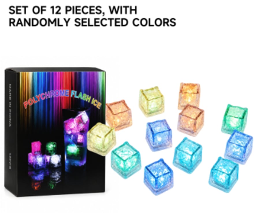 Glowing Ice Cubes Set of 12 | LED Light-Up Reusable Ice thumbnail 2