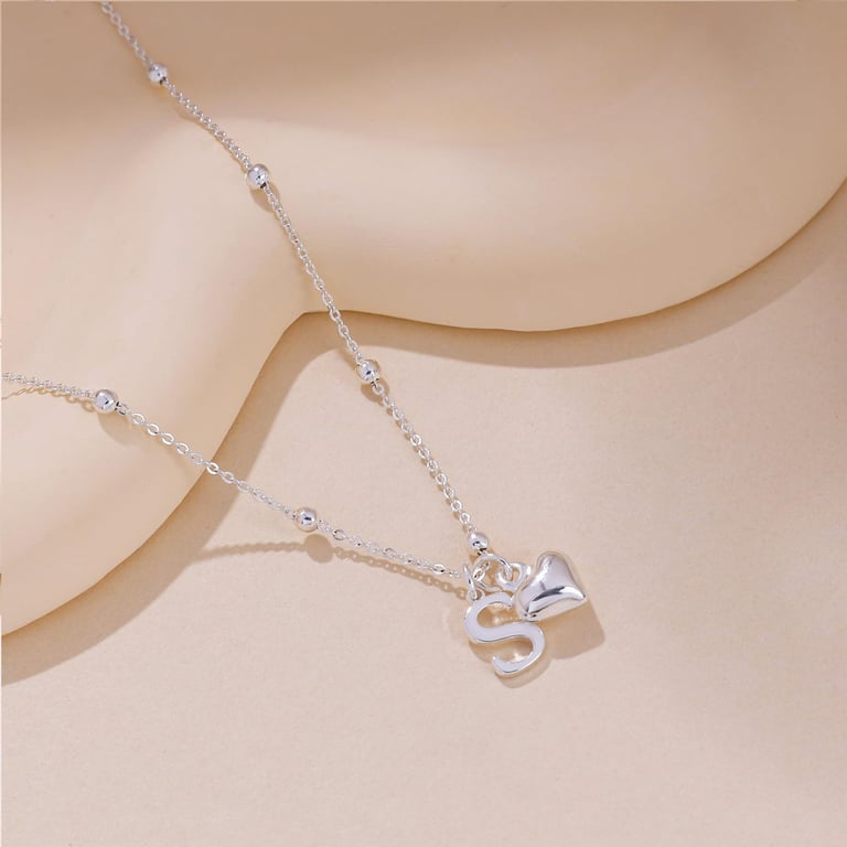 Personalized Initial Heart Pendant Necklace | Stainless Steel thumbnail 12