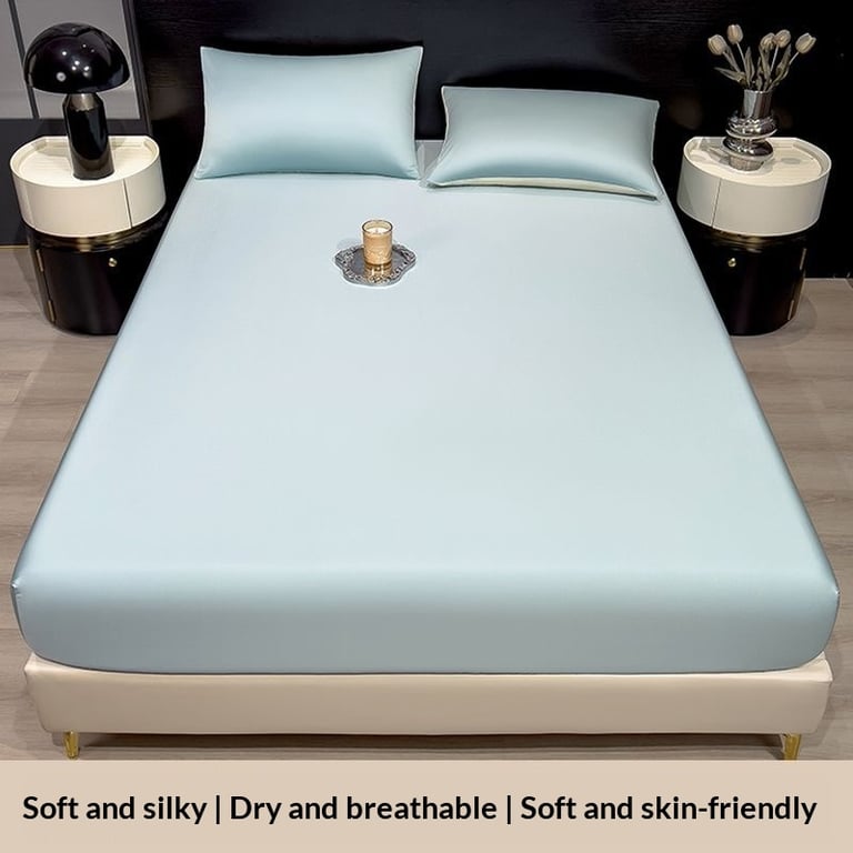 Summer Solid-Color Ice Silk Fitted Sheet | Cooling Bedding Canada thumbnail 13