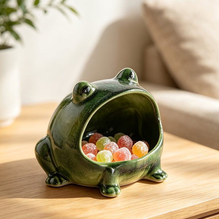 Kitchen Home Table Decorative Ornaments Seasoning Jar | Green Ceramic Frog thumbnail 9