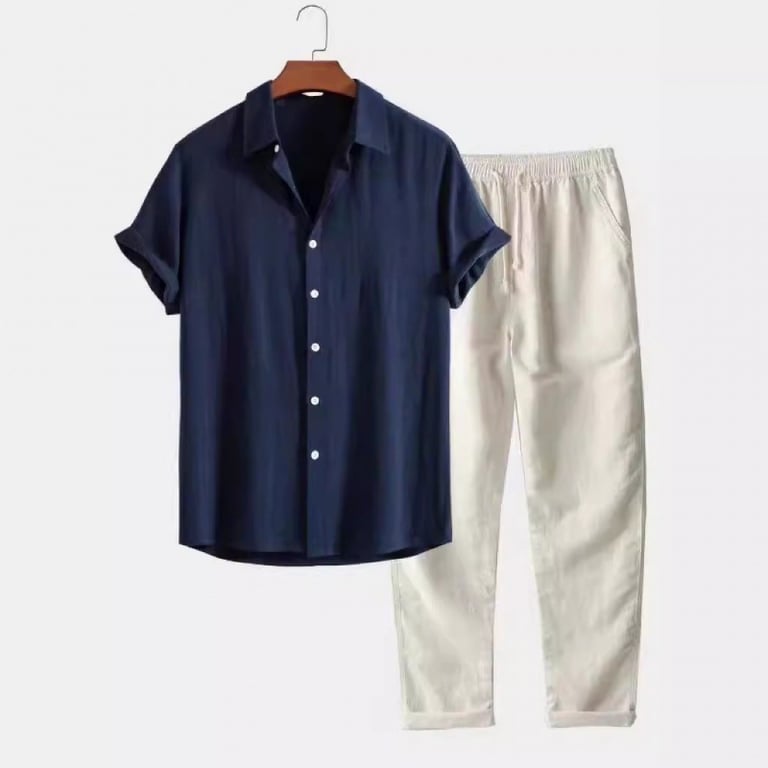 Casual Loose-fit Beach Set | Four-way Stretch Short-sleeve Shirt & Shorts thumbnail 10