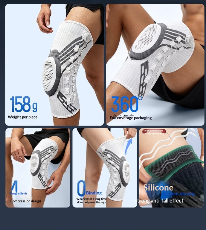 Upgraded Knob-Style Sports Knee Brace Outdoor Running Shock-Absorbing Adjustable Silicone Knee Protector thumbnail 11