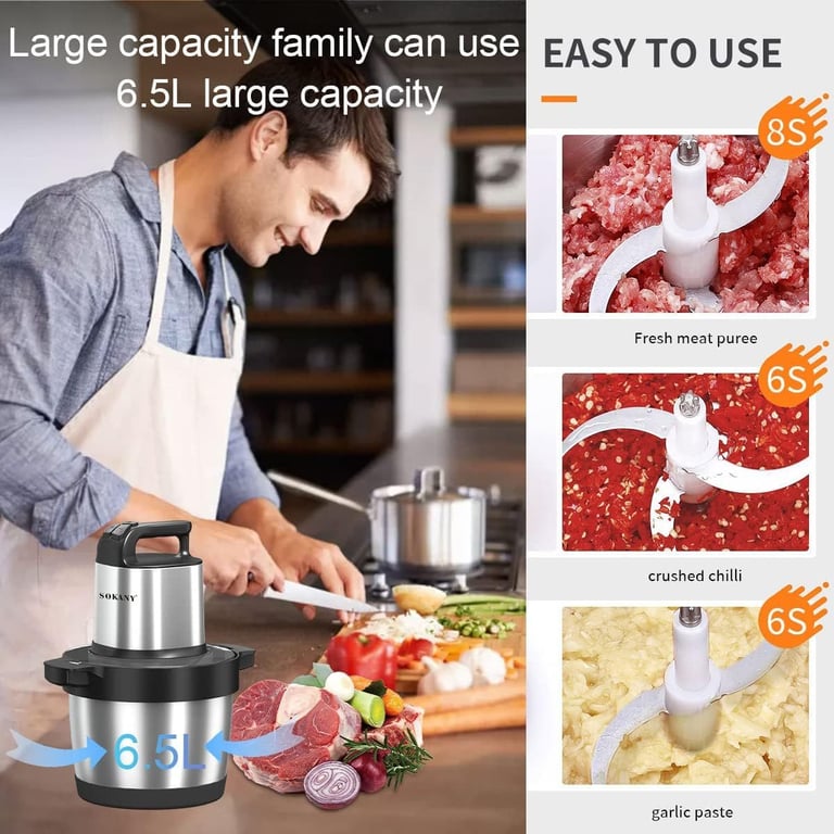 6.5L Electric Meat Grinder | 1500W Stainless Steel Food Processor thumbnail 4