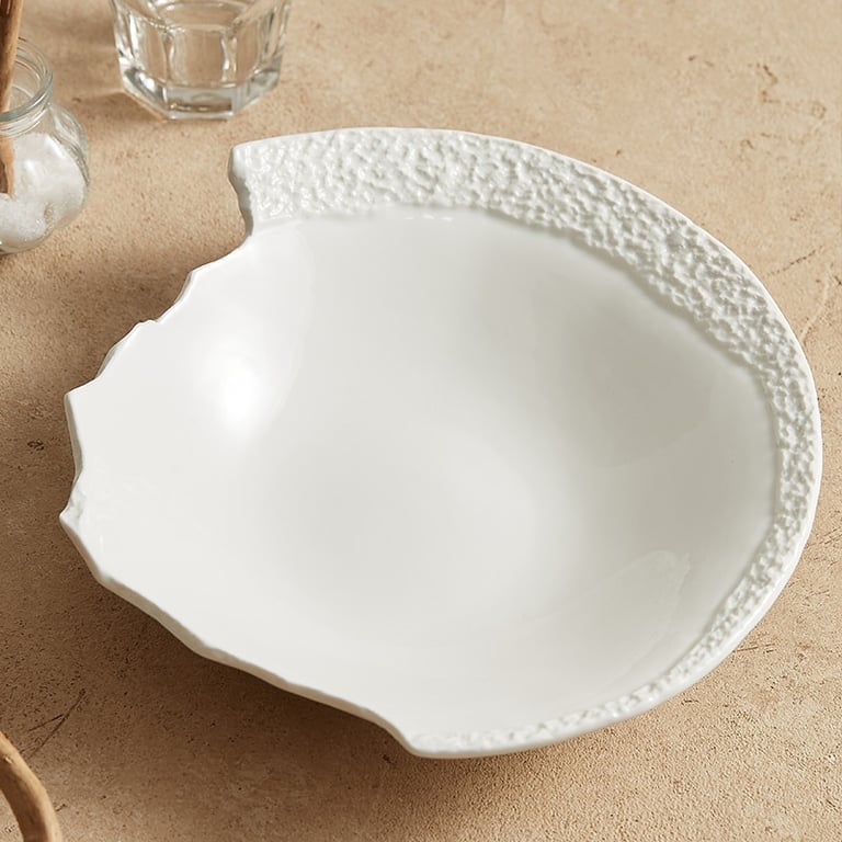 White Aesthetic Dish Presentation Plate | Artistic Ceramic Serveware thumbnail 2