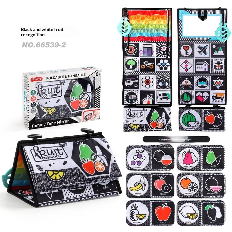 Foldable Funny Mirror Desk Calendar Baby Cloth Book | Sensory Tummy Time thumbnail 7